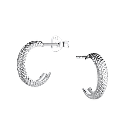 Wholesale Sterling Silver Patterned Half Hoop Ear Studs - JD21433