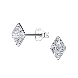 Wholesale Sterling Silver Diamond Shaped Ear Studs - JD21387