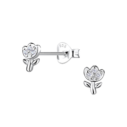 Wholesale Sterling Silver Flower Ear Studs - JD21289 Wholesale Sterling Silver Flower Ear Studs - JD21289