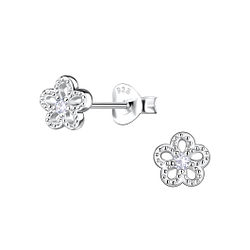 Wholesale Sterling Silver Flower Ear Studs - JD21290 Wholesale Sterling Silver Flower Ear Studs - JD21290