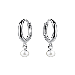 Wholesale 5mm Fresh Water Pearl Sterling Silver Huggie Earrings - JD21264