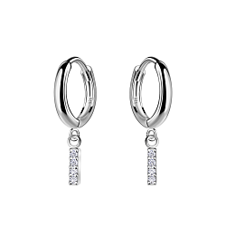 Wholesale Sterling Silver Bar Charm Huggie Earrings - JD21272