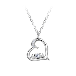 Wholesale Sterling Silver Heart Necklace - JD21294