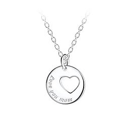 Wholesale Sterling Silver Love You Mom Necklace - JD21391