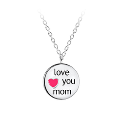Wholesale Sterling Silver Love Mom Necklace - JD21296