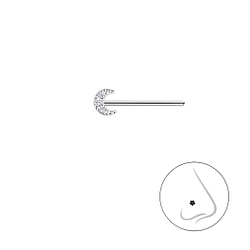 Wholesale Sterling Silver Moon Nose Stud - JD21300