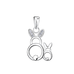 Wholesale Sterling Silver Mom and Baby Rabbit Pendant - JD21394