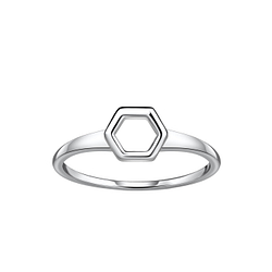 Wholesale Sterling Silver Hexagon Ring - JD21306