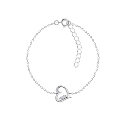 Wholesale Sterling Silver Heart Bracelet - JD21536