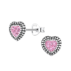 Wholesale Sterling Silver Heart Ear Studs - JD21370