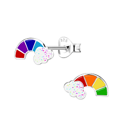 Wholesale Sterling Silver Rainbow Ear Studs - JD10340