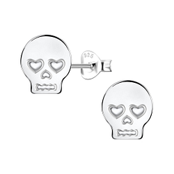 Wholesale Sterling Silver Skull Ear Studs - JD21539