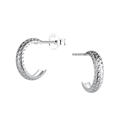 Wholesale Sterling Silver Pattern Half Hoop Ear Studs - JD21542