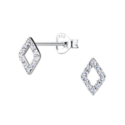 Wholesale Sterling Silver Diamond Shaped Ear Studs - JD21388