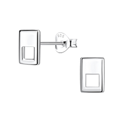 Wholesale Sterling Silver Rectangle Ear Studs - JD21414