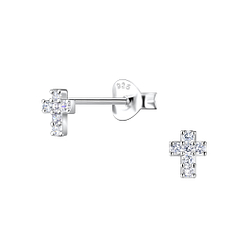 Wholesale Sterling Silver Cross Ear Studs - JD21521