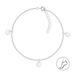 Wholesale 25cm Sterling Silver Round Anklet - JD21604