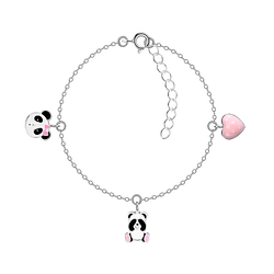 Wholesale Sterling Silver Panda Lovers Bracelet - JD20747