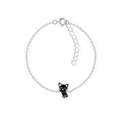 Wholesale Sterling Silver Cat Bracelet - JD21633