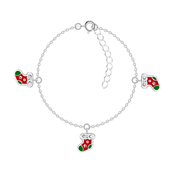 Wholesale Sterling Silver Christmas Stocking Bracelet - JD20215