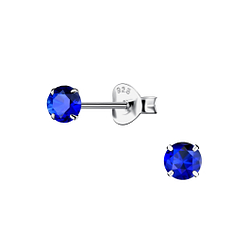 Wholesale 4mm Round Cubic Zirconia Sterling Silver Ear Studs - JD19874