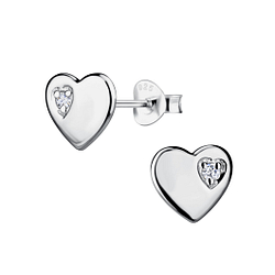 Wholesale Sterling Silver Heart Ear Studs - JD21639