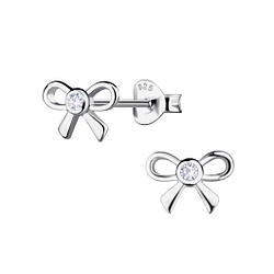 Wholesale Sterling Silver Bow Ear Studs - JD21636