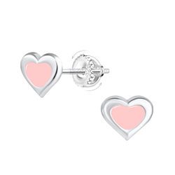 Wholesale Sterling Silver Heart Screw Back Ear Studs - JD20915