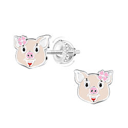 Wholesale Sterling Silver Pig Screw Back Ear Studs - JD20906