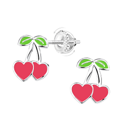 Wholesale Sterling Silver Cherry Screw Back Ear Studs - JD20914