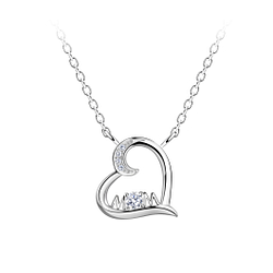 Wholesale Sterling Silver Heart Necklace - JD21661 Wholesale Sterling Silver Heart Necklace - JD21661