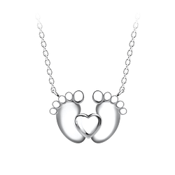 Wholesale Sterling Silver Foot Print Necklace - JD21674