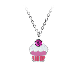 Wholesale Sterling Silver Cupcake Necklace - JD21628