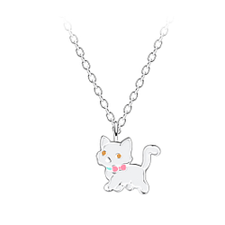 Wholesale Sterling Silver Cat Necklace - JD21603