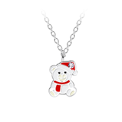 Wholesale Sterling Silver Christmas Bear Necklace - JD20217