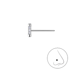 Wholesale Sterling Silver Bar Nose Stud - JD21573