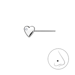 Wholesale Sterling Silver Heart Nose Stud - JD21642