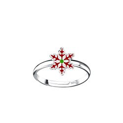 Wholesale Sterling Silver Snowflake Adjustable Ring - JD20237