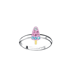 Wholesale Sterling Silver Ice Cream Adjustable Ring - JD20255