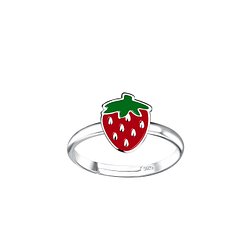 Wholesale Sterling Silver Strawberry Adjustable Ring - JD21549