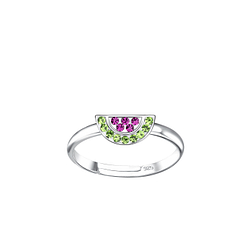 Wholesale Sterling Silver Watermelon Adjustable Ring - JD20249