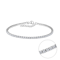 Wholesale 19cm Sterling Silver Tennis Bracelet - JD21593 Wholesale 19cm Sterling Silver Tennis Bracelet - JD21593