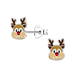 Wholesale Sterling Silver Reindeer Ear Studs - JD21767