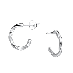 Wholesale Sterling Silver Twisted Half Hoop Ear Studs - JD21691