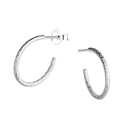 Wholesale Sterling Silver Patterned Half Hoop Ear Studs - JD21693