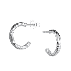 Wholesale Sterling Silver Twisted Half Hoop Ear Studs - JD21750