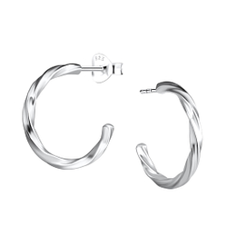 Wholesale Sterling Silver Twisted Half Hoop Ear Studs - JD21692