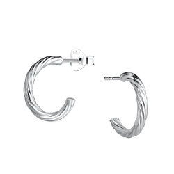 Wholesale Sterling Silver Twisted Half Hoop Ear Studs - JD21751