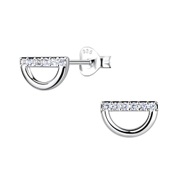 Wholesale Sterling Silver Semi Circle Ear Studs - JD21761