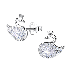 Wholesale Sterling Silver Swan Ear Studs - JD21702